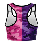 Women's All Purple Pink Camouflage Athletic Sports Bra Back