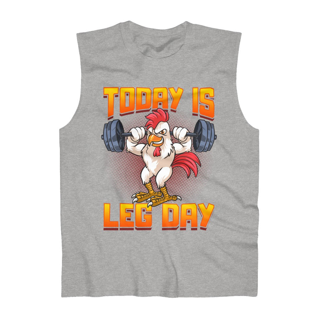 Funny Men's Today Is Leg Day Chicken Legs Squats Muscle T-Shirt Grey