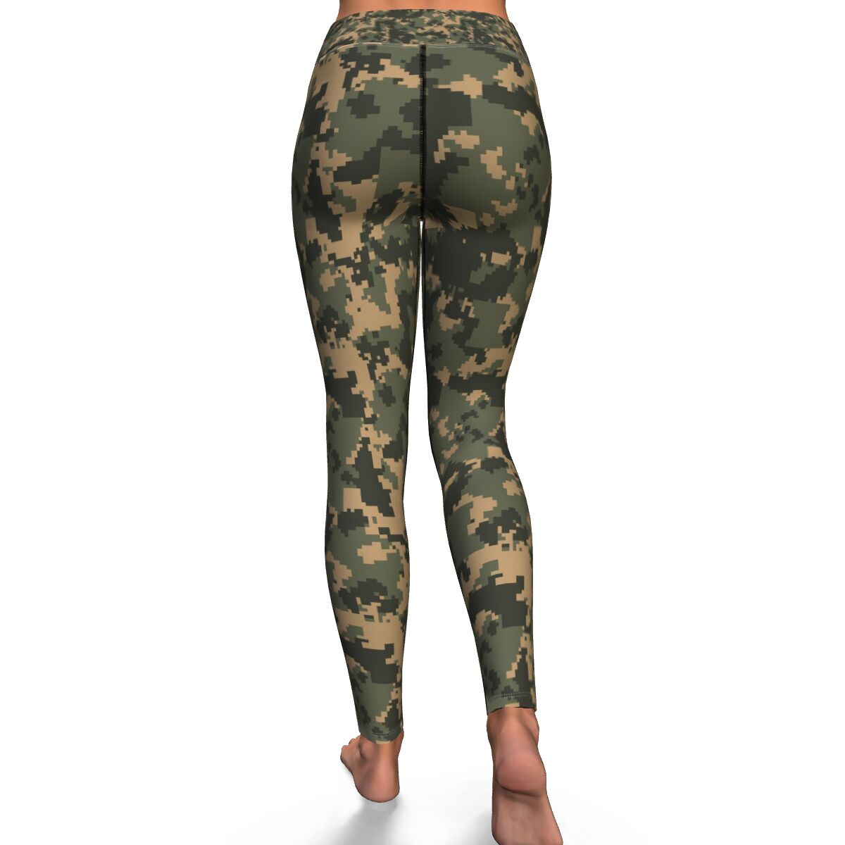 Women's Digital Army Camouflage High-Waisted Yoga Leggings Back