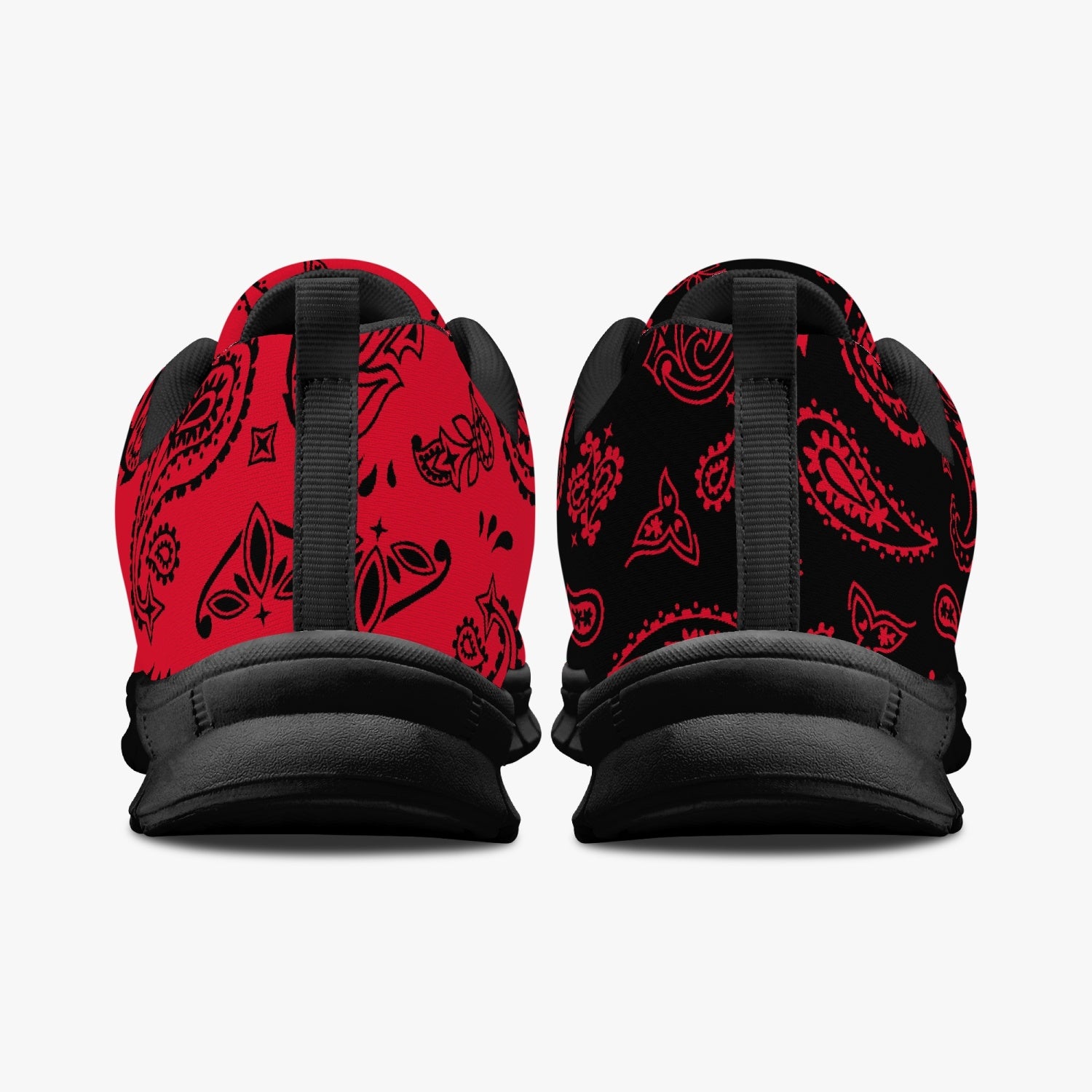 Women's Black Red Paisley Bandana Gym Workout Running Sneakers Back