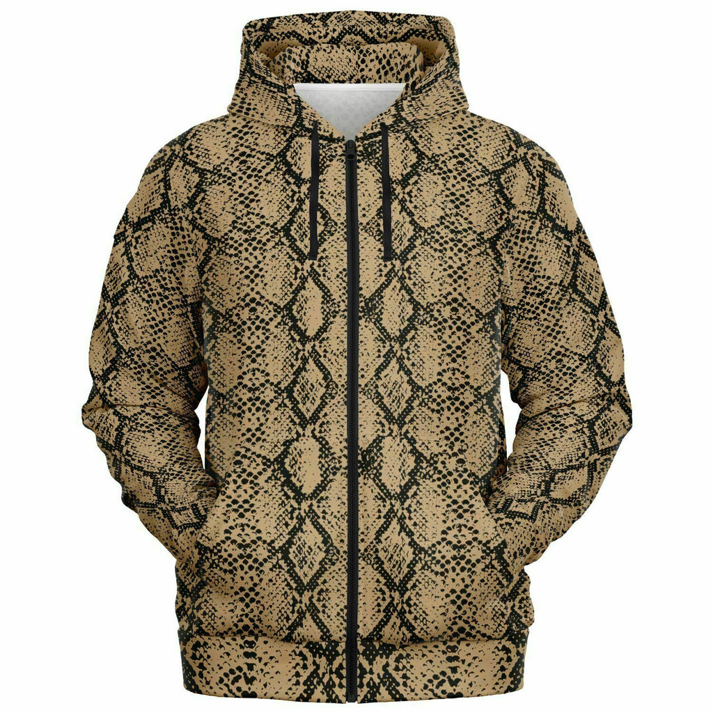 Unisex Desert Sand Snakeskin Reptile Pattern Print Zip-Up Hoodie