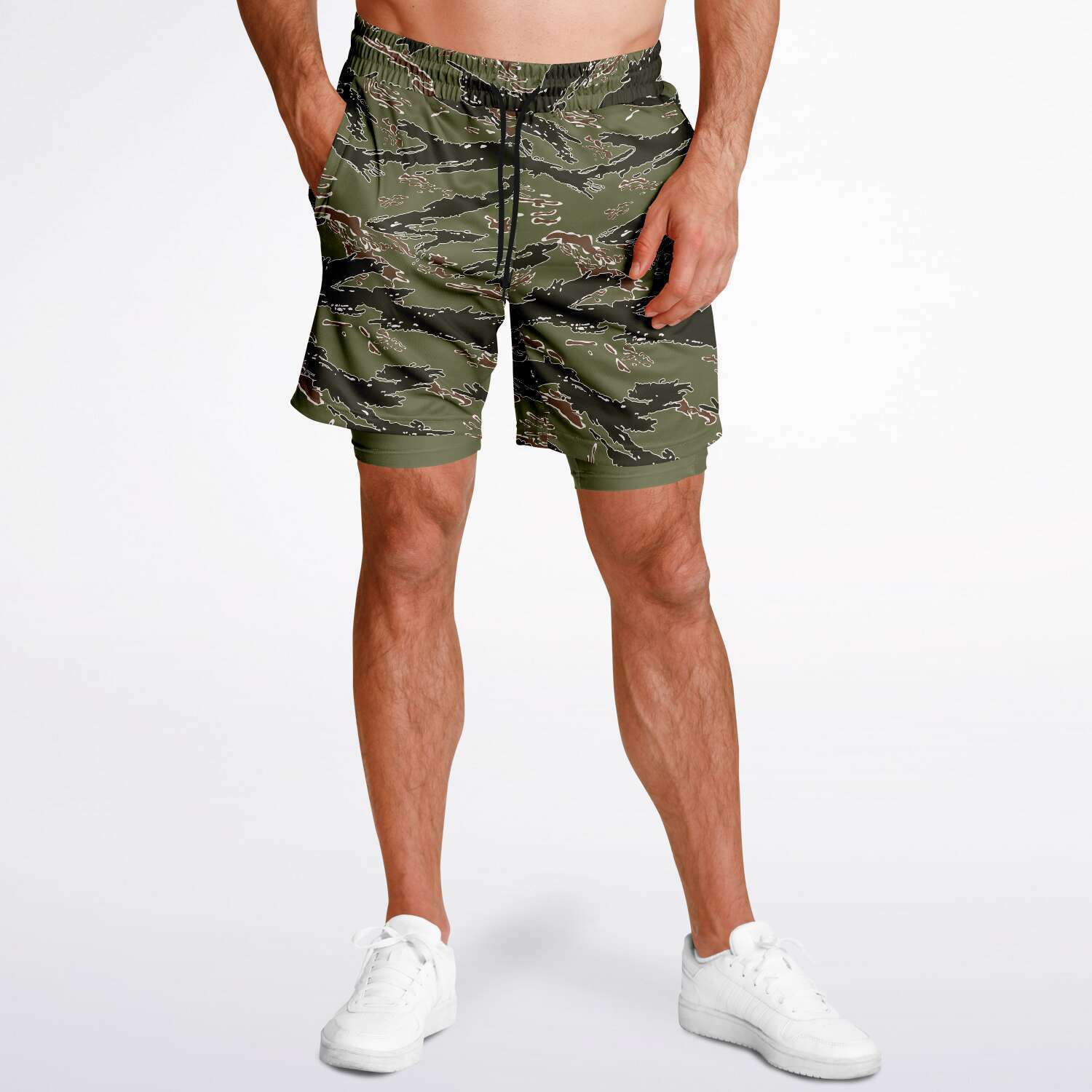 Striped Green Camo Swim Shorts - 3