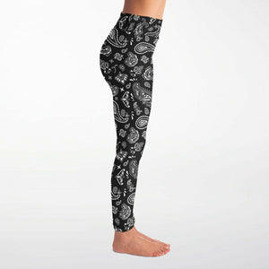 Black White Paisley Leggings