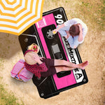 Pink Cassette Beach Blanket