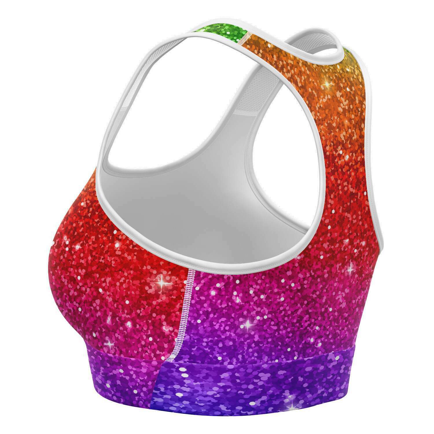 Women's Rainbow Galaxy Night Stars Athletic Sports Bra Left