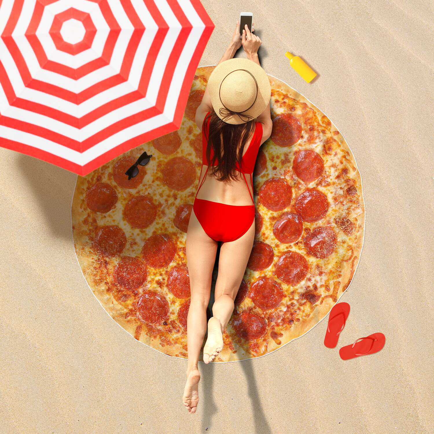 Full Pepperoni Pizza Beach Blanket