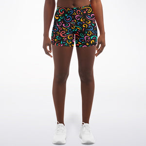 Women's Curls Swirls Mardi Gras Athletic Booty Shorts