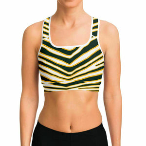 Green Bay Zebra Stripe Sports Bra