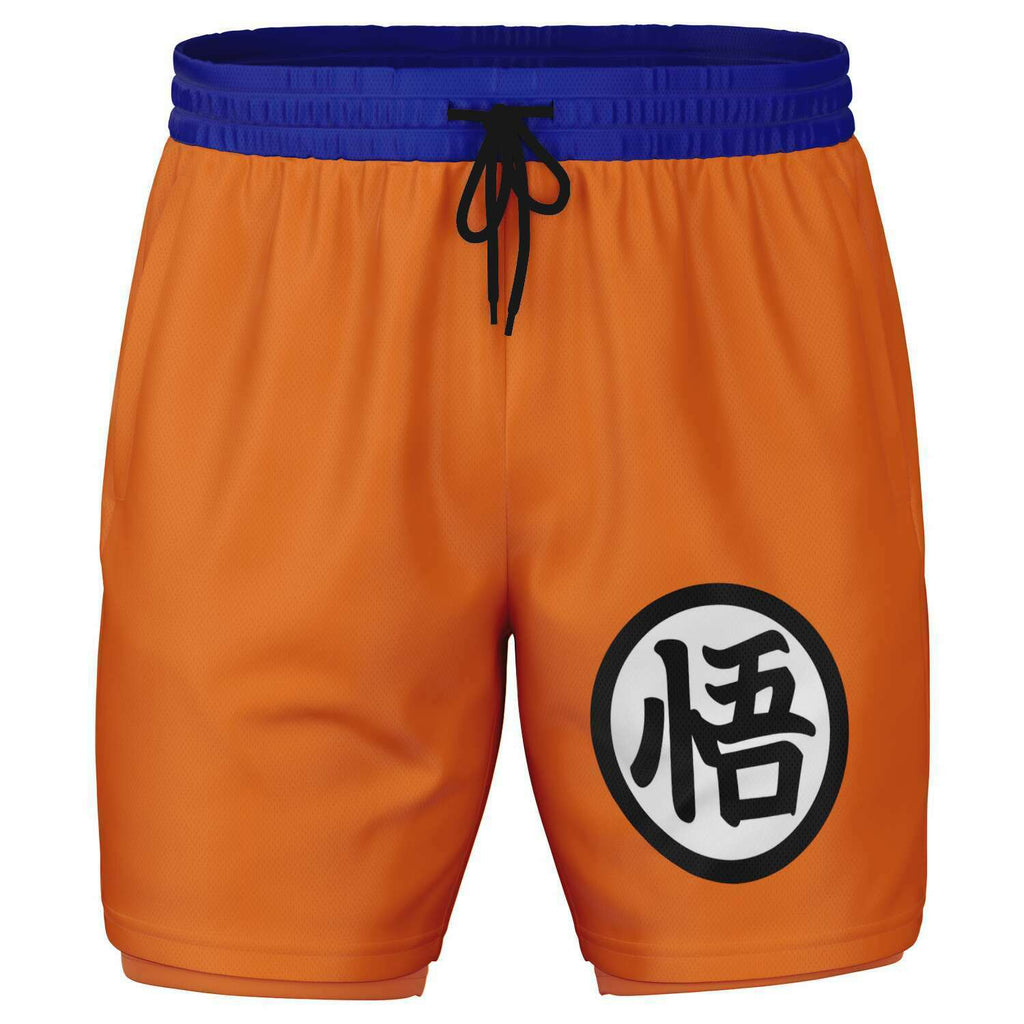 Men's 2-in-1 Goku Dragon Ball Kanji Gi Gym Shorts