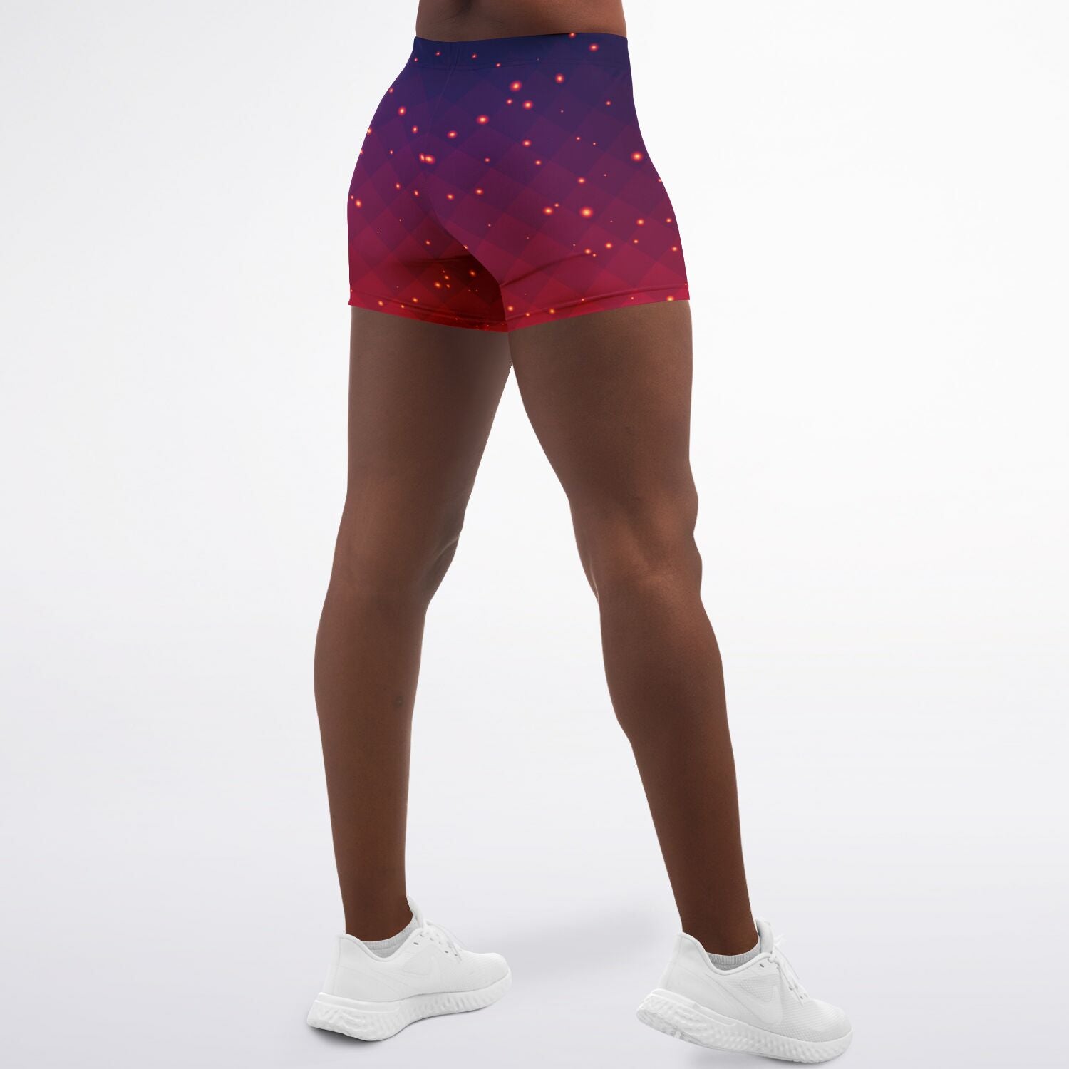 Women's Mid-rise Geometric Fire Flies Pattern Athletic Booty Shorts