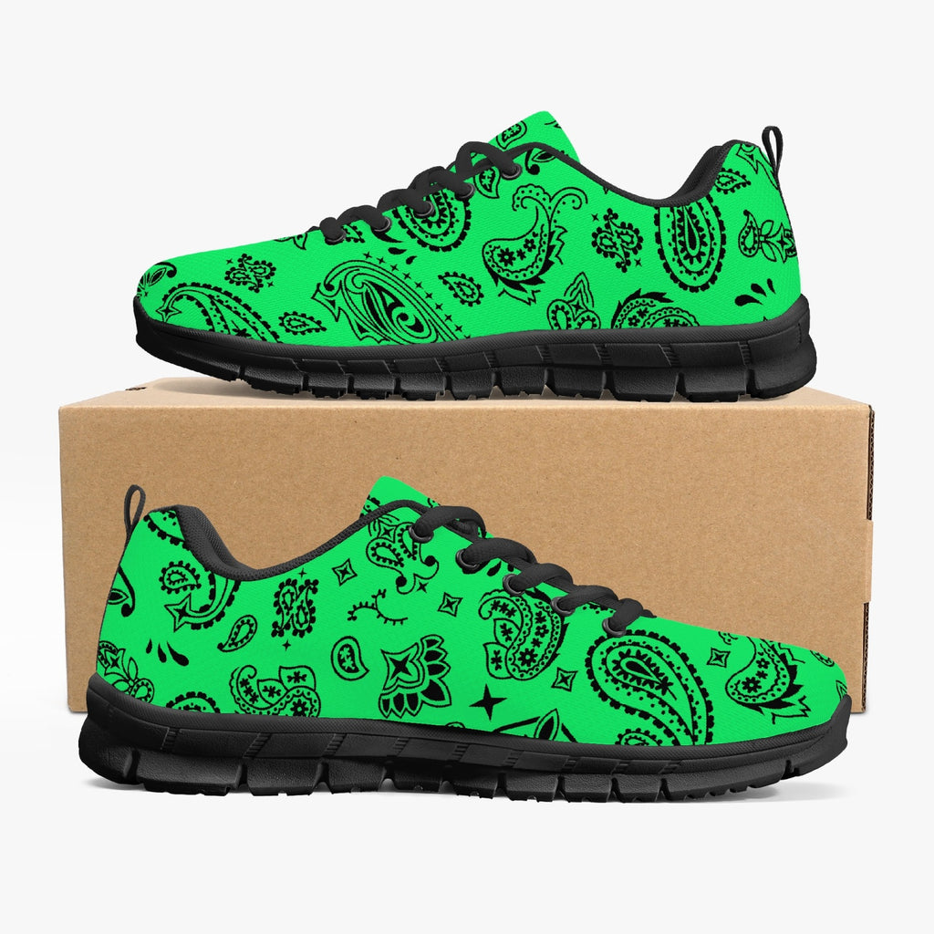 Green Mint Highlighter Paisley Sneakers