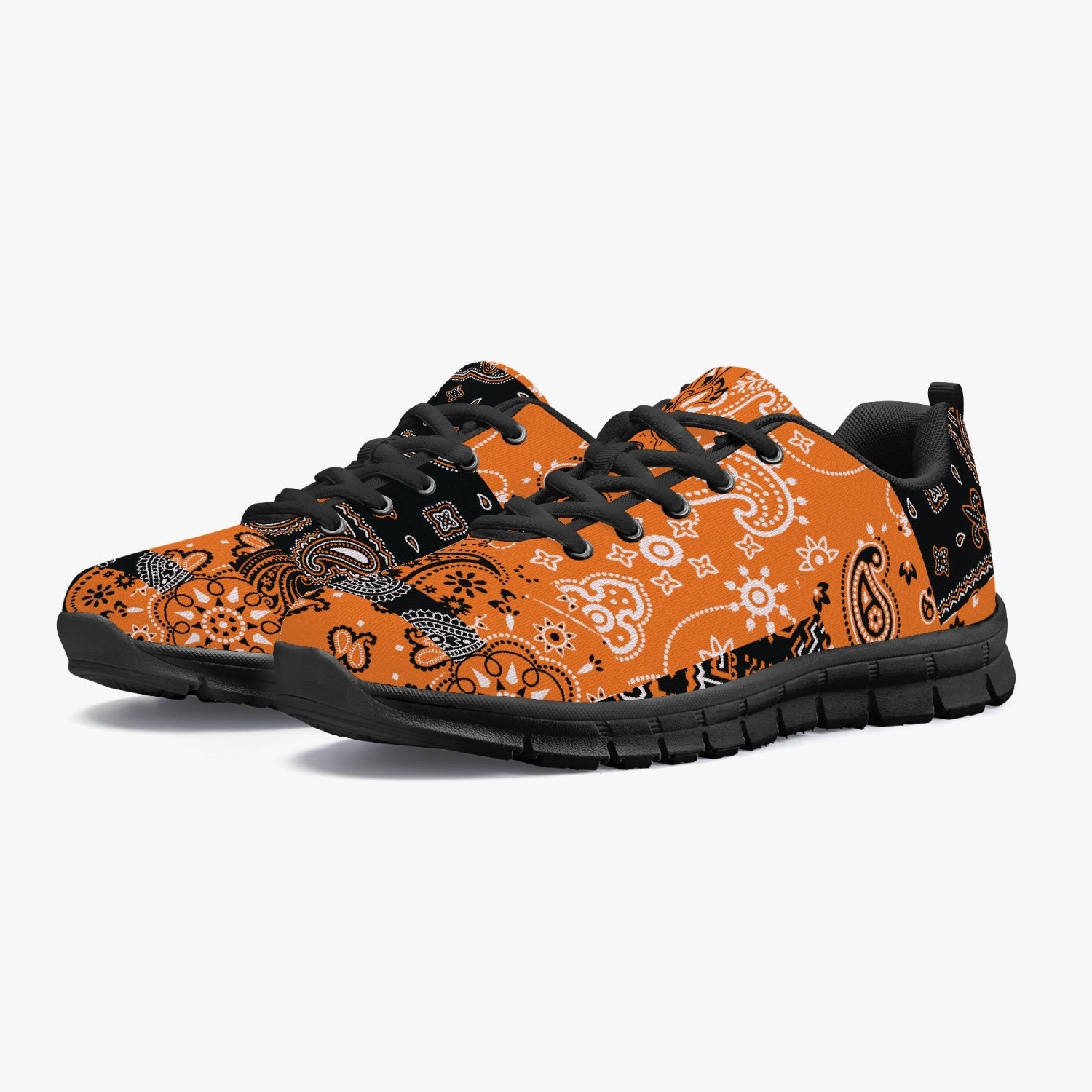 Orange Paisley Patchwork Sneakers