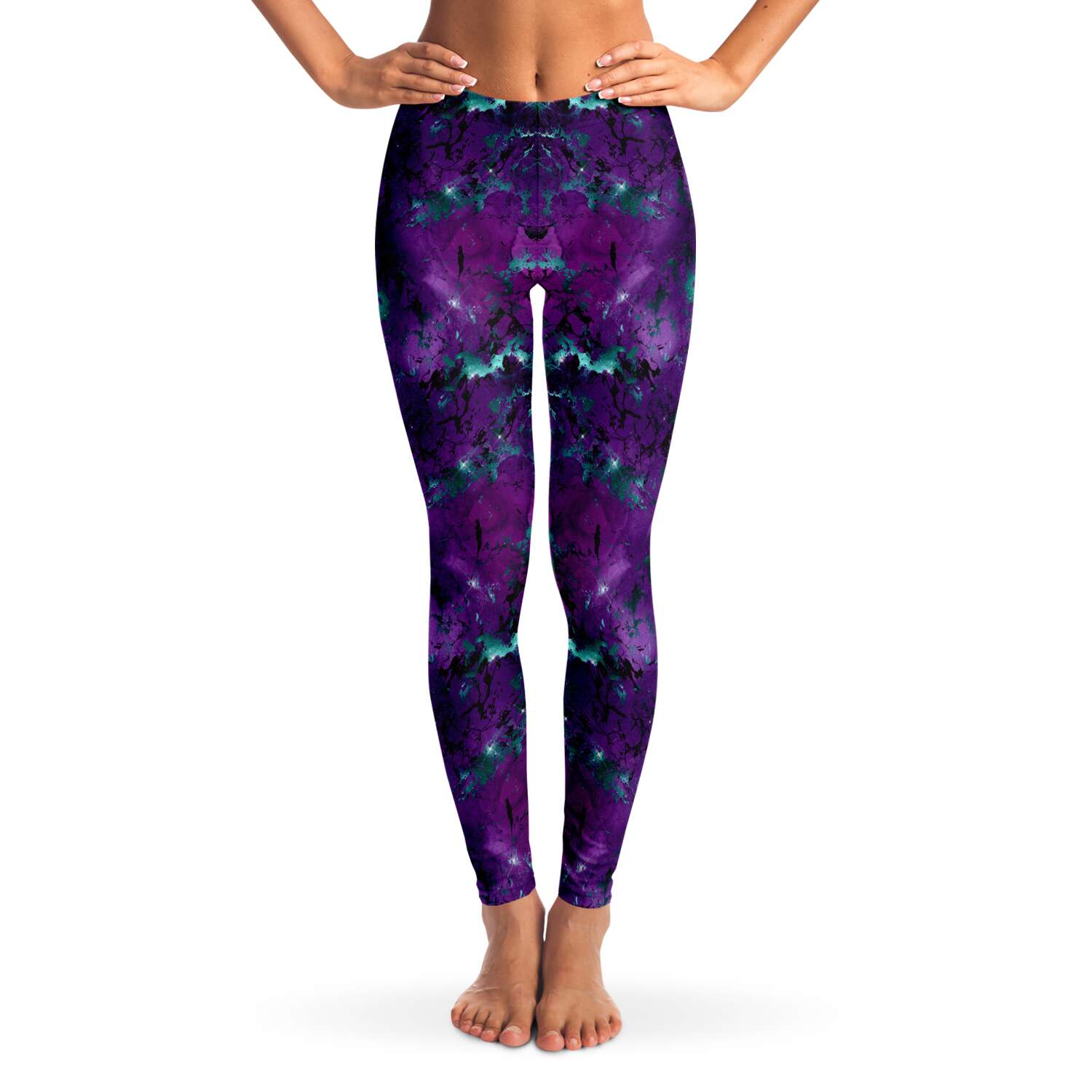 Women's Purple Alien Life Form Galaxy Mid-rise Yoga Leggings