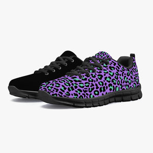 Women's Purple Wild Leopard Cheetah Print Half Print Gym Workout Running Sneakers