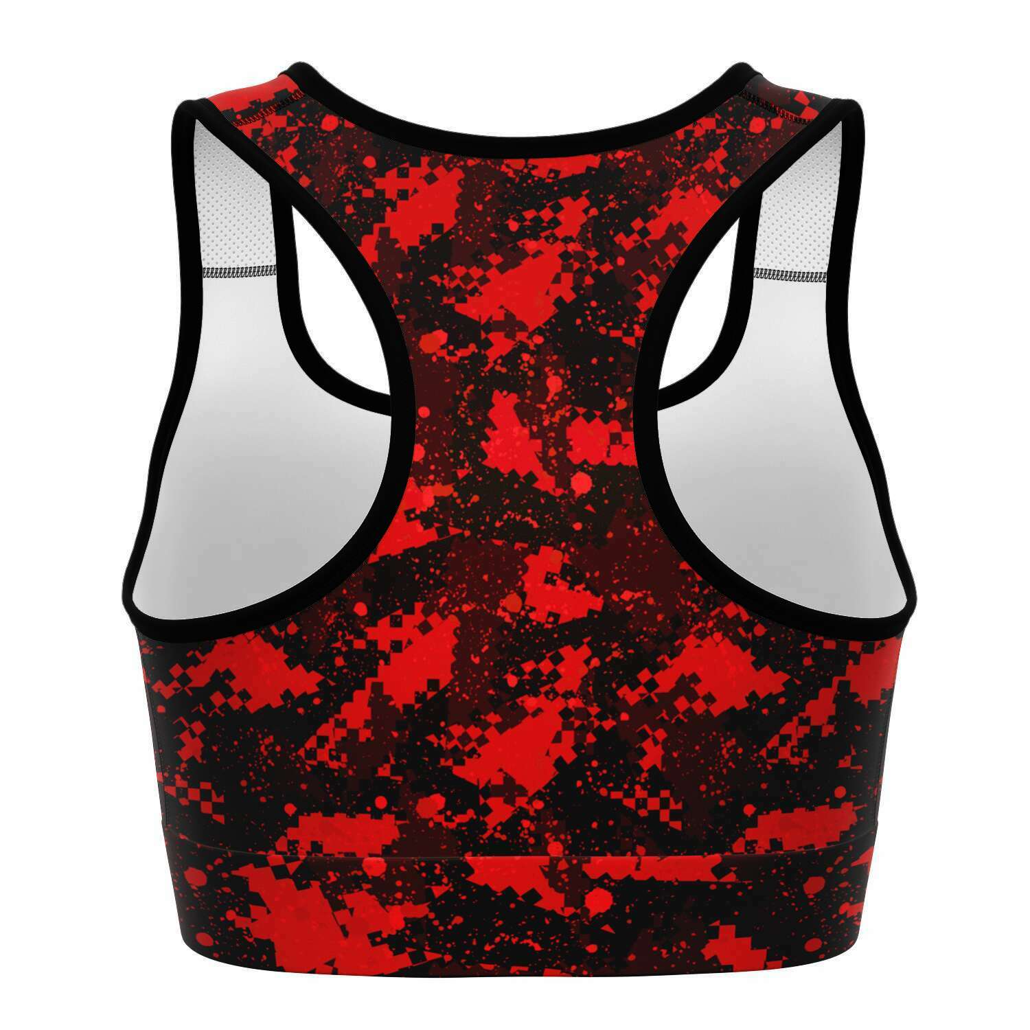 Women's Red Digital Camouflage Athletic Sports Bra Back