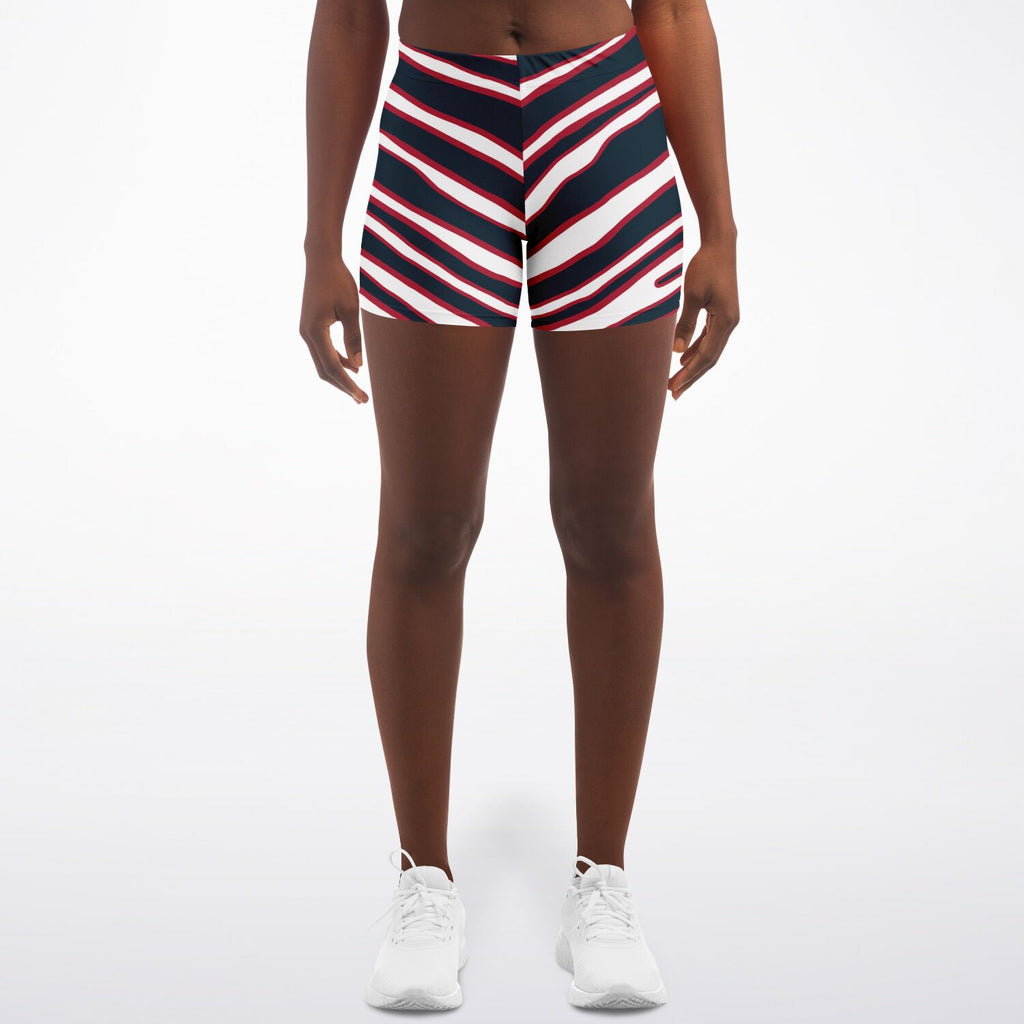 Women's Houston Texas Football Zebra Stripe Animal Pattern Mid-rise Athletic Booty Shorts