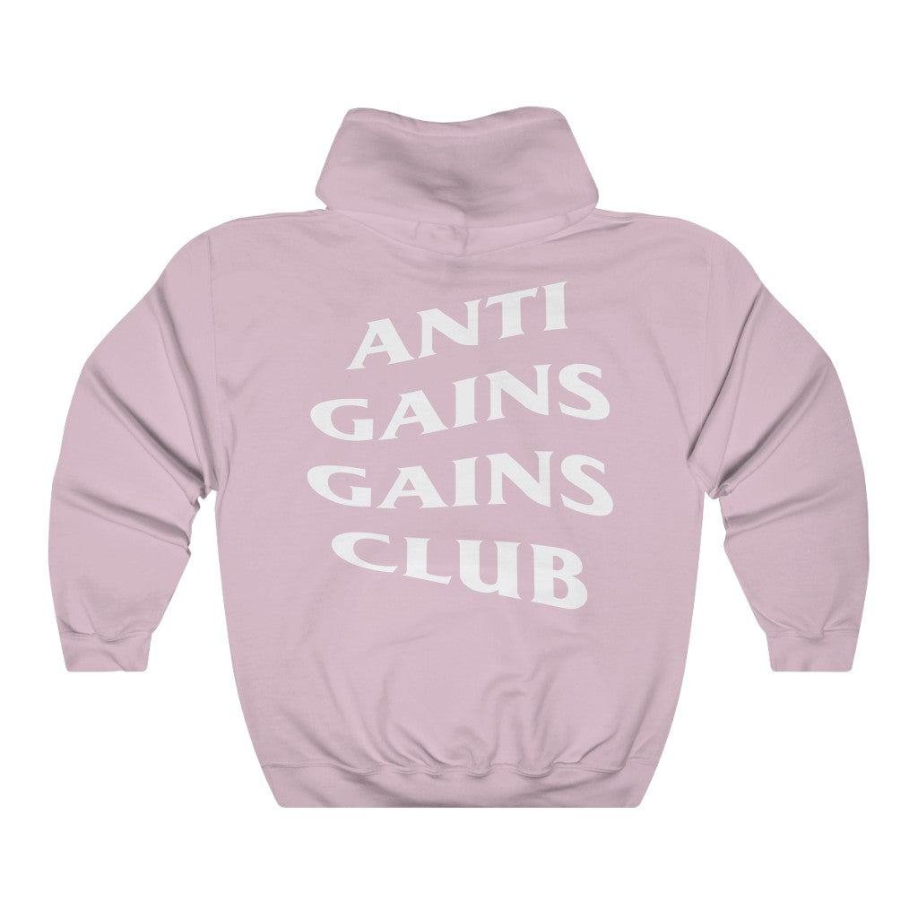 Light Pink Unisex Anti Gains Social Club Gym Fitness Weightlifting Powerlifting CrossFit Muscle Hoodie Back