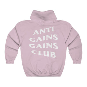 Light Pink Unisex Anti Gains Social Club Gym Fitness Weightlifting Powerlifting CrossFit Muscle Hoodie Back