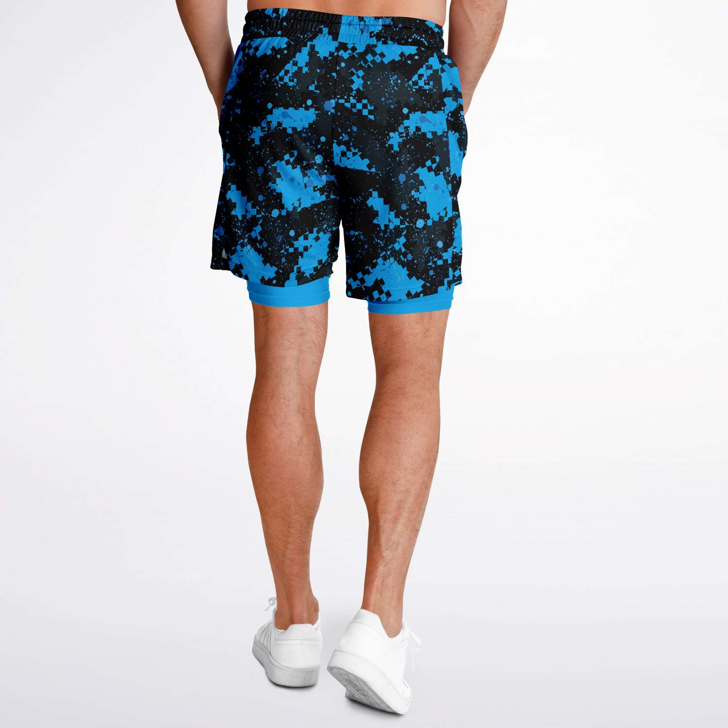 Blue Checker Paint Splash Camo Shorts