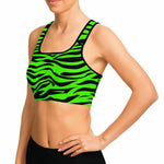 Green Eye Of The Tiger Sports Bra