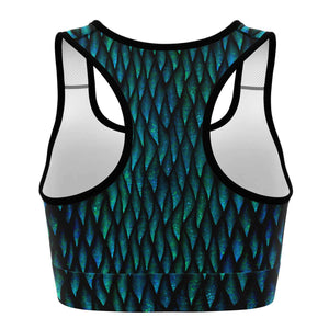 Women's Green Mother Of Dragons Athletic Sports Bra Back
