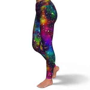 Women's Rainbow Galaxy Night Stars High-waisted Yoga Leggings Left