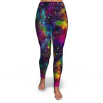 Women's Rainbow Galaxy Night Stars High-waisted Yoga Leggings Front