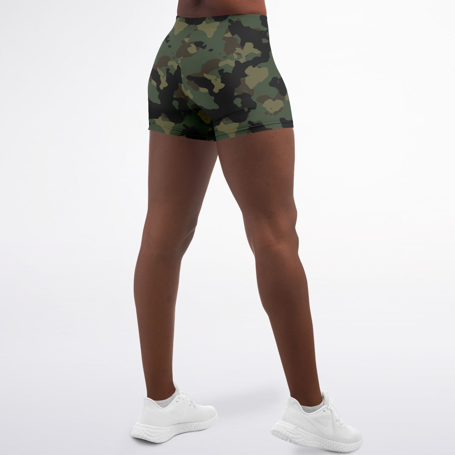Women's Mid-rise Deep Jungle Military Camouflage Athletic Booty Shorts
