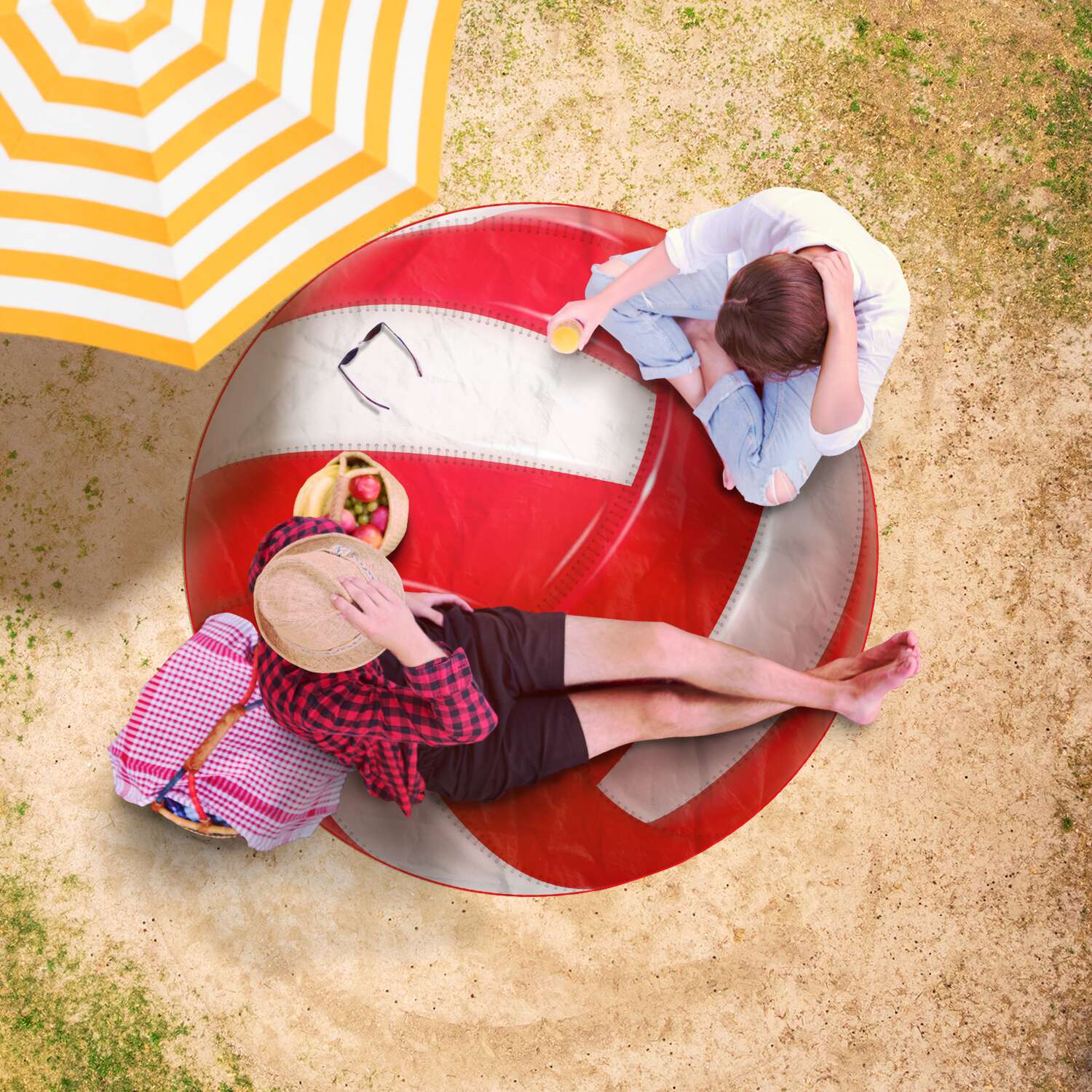 Red Volleyball Beach Blanket