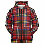 Unisex Punk Rock Red Plaid Zip-Up Hoodie