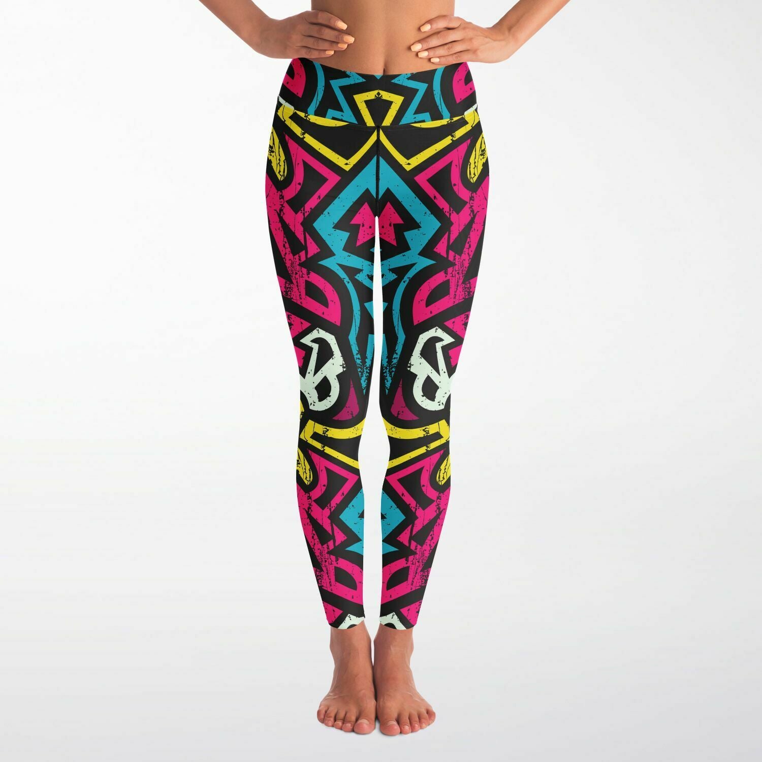 Women's Modern Tribal Graffiti Pattern High-waisted Yoga Leggings
