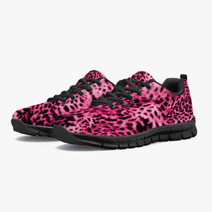 Women's Big Cat Pink Cheetah Print Workout Gym Running Sneakers Overview