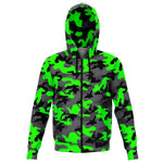 Unisex Green Camouflage Athletic Zip-Up Hoodie