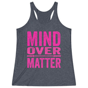 Women's Blue Pink Mind Over Matter Gym Racerback Tank Top