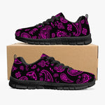 Women's Black Pink Paisley Bandana Gym Workout Running Sneakers