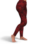 Women's Red Neon Spider Web Halloween High-waisted Yoga Leggings Right