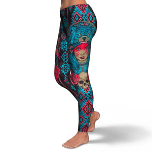 Women's Warrior Princess Tribal Mid-rise Yoga Leggings Left