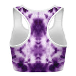 Women's Purple Monotone Tie-Dye Athletic Sports Bra back