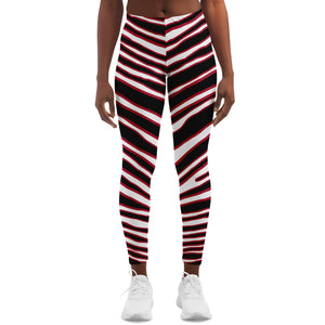 Women's Atlanta Football Black Red Wild Zebra Stripe Animal Pattern Mid-rise Athletic Yoga Leggings