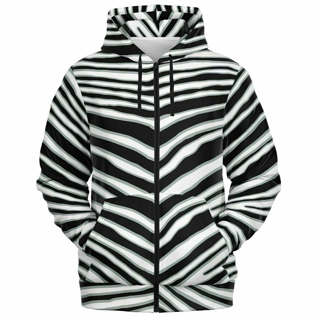 Unisex Las Vegas Football Black Wild Zebra Stripe Animal Pattern Zip-Up Hoodie