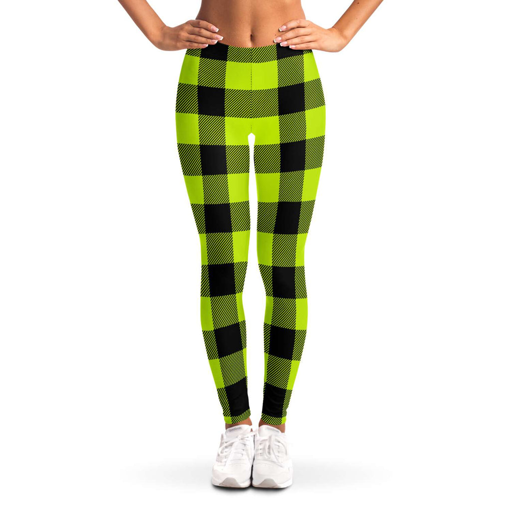 Safety Green Lumberjack Plaid Leggings