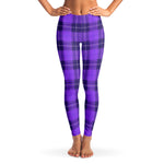 Women's Purple All Girls Prep School Plaid Mid-rise Yoga Leggings