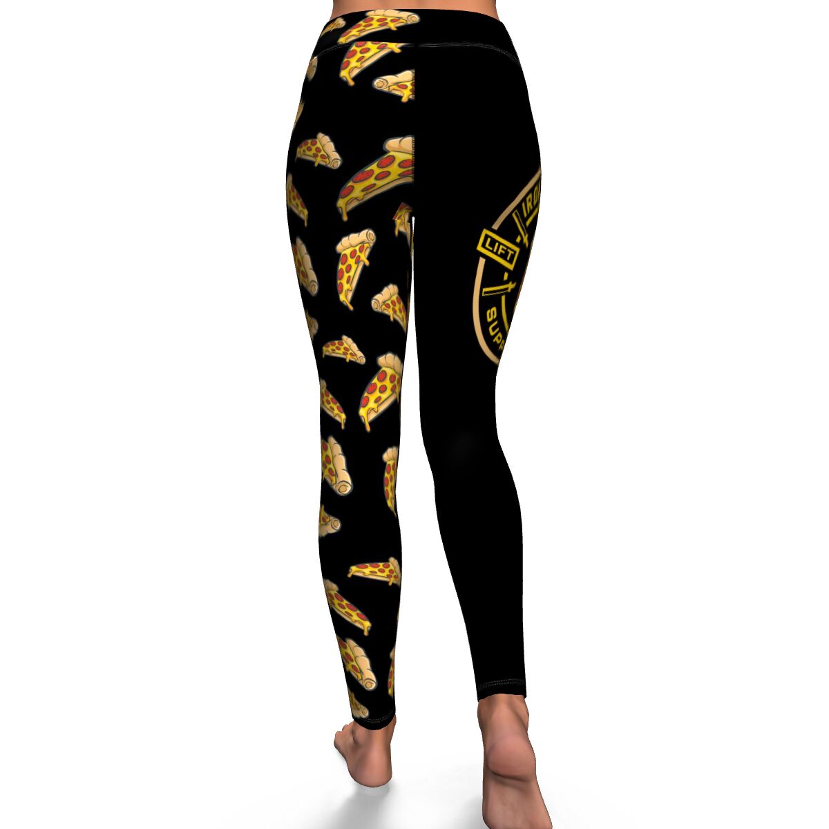 Women's Late Night Pepperoni Pizza Party High-waisted Yoga Leggings Back