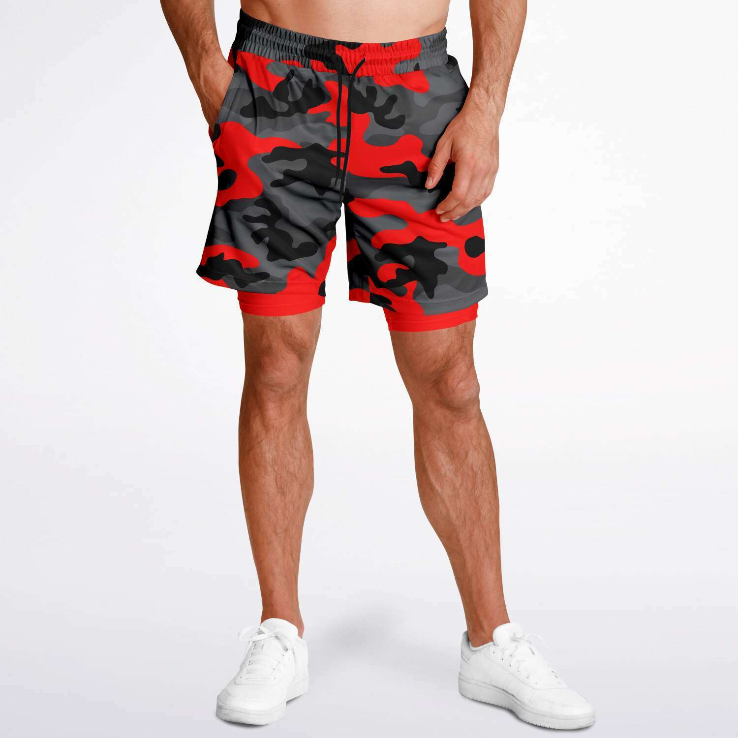Black Red Camo Shorts