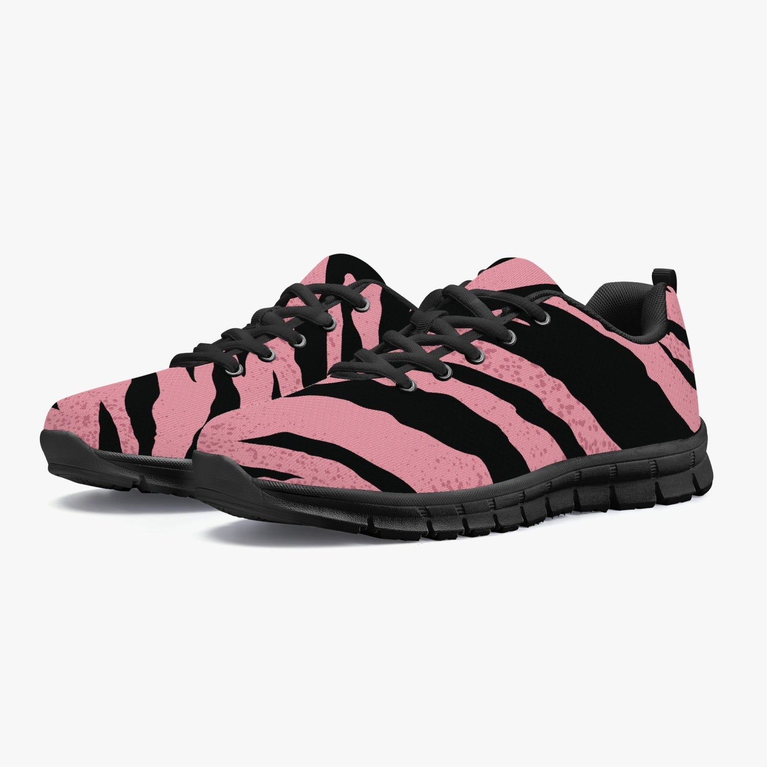 Women's Pink Tiger Stripes Workout Gym Running Sneakers Overview