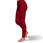 Women's Red Christmas Snowflakes High-waisted Yoga Leggings