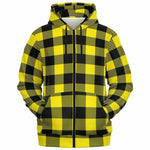 Unisex Yellow Lumberjack Plaid Athletic Zip-up Hoodie