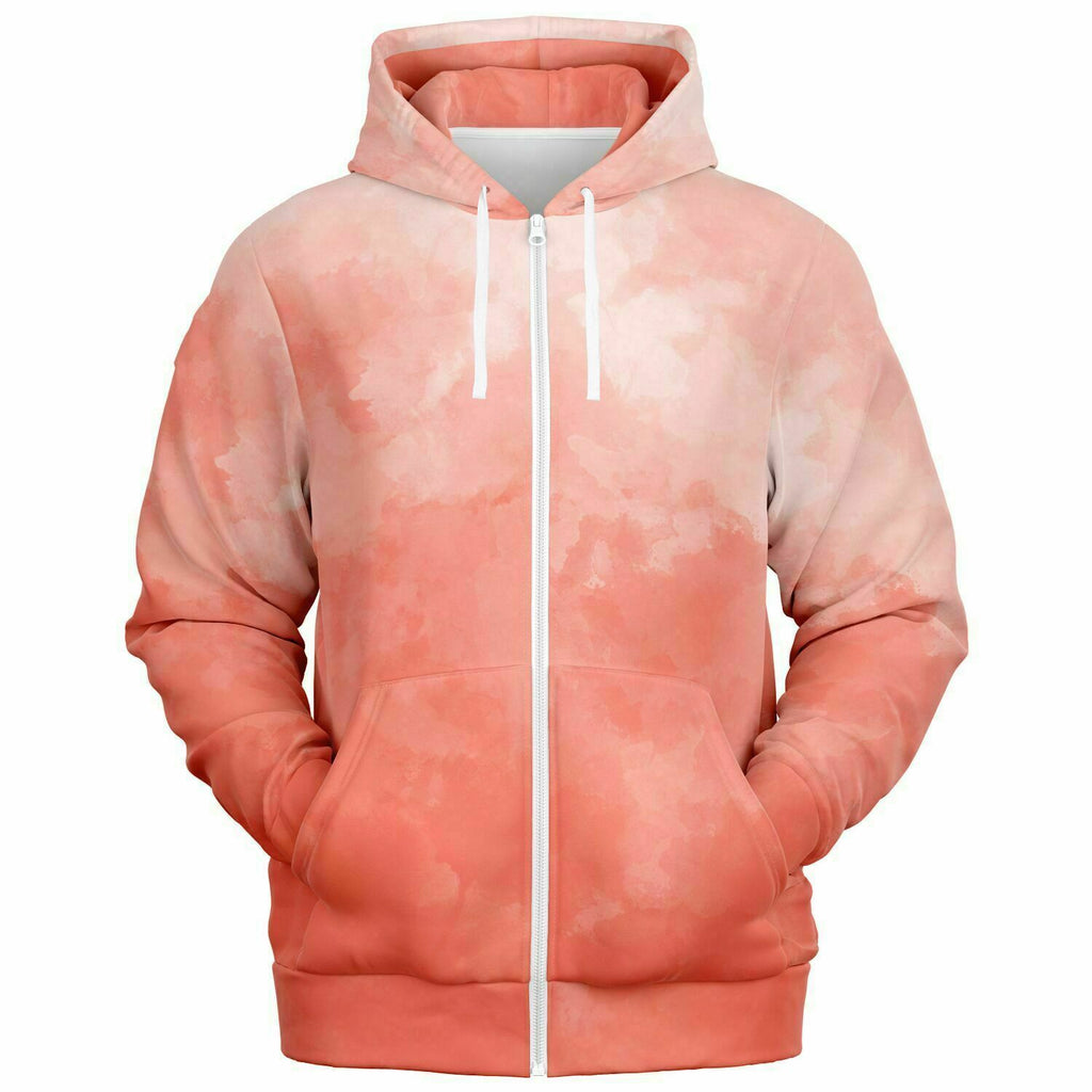 Unisex Orange Creamsicle Tequila Sunrise Tie-Dye Zip-Up Hoodie