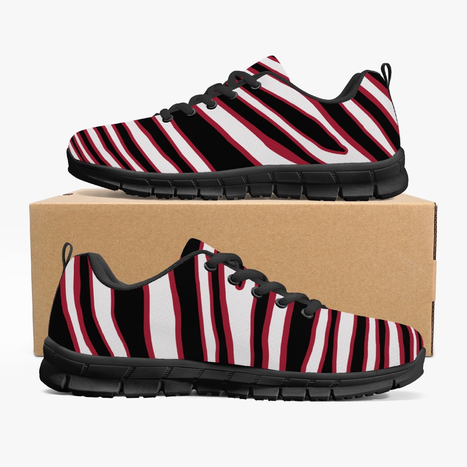 Unisex Atlanta Football Black Red Wild Zebra Stripe Animal Pattern Running Shoes Sneakers