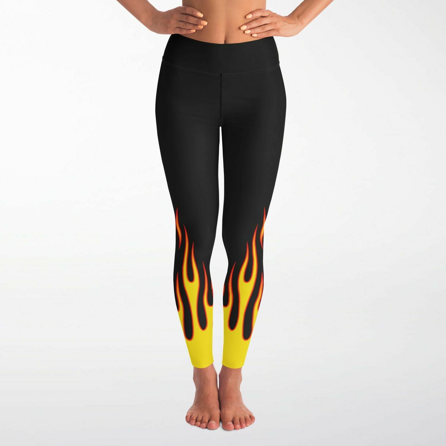 Women's Classic Hot Rod Fire Flames High-waisted Yoga Leggings